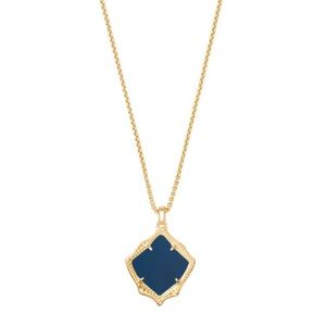Kendra Scott Kacey teal gold pendant necklace